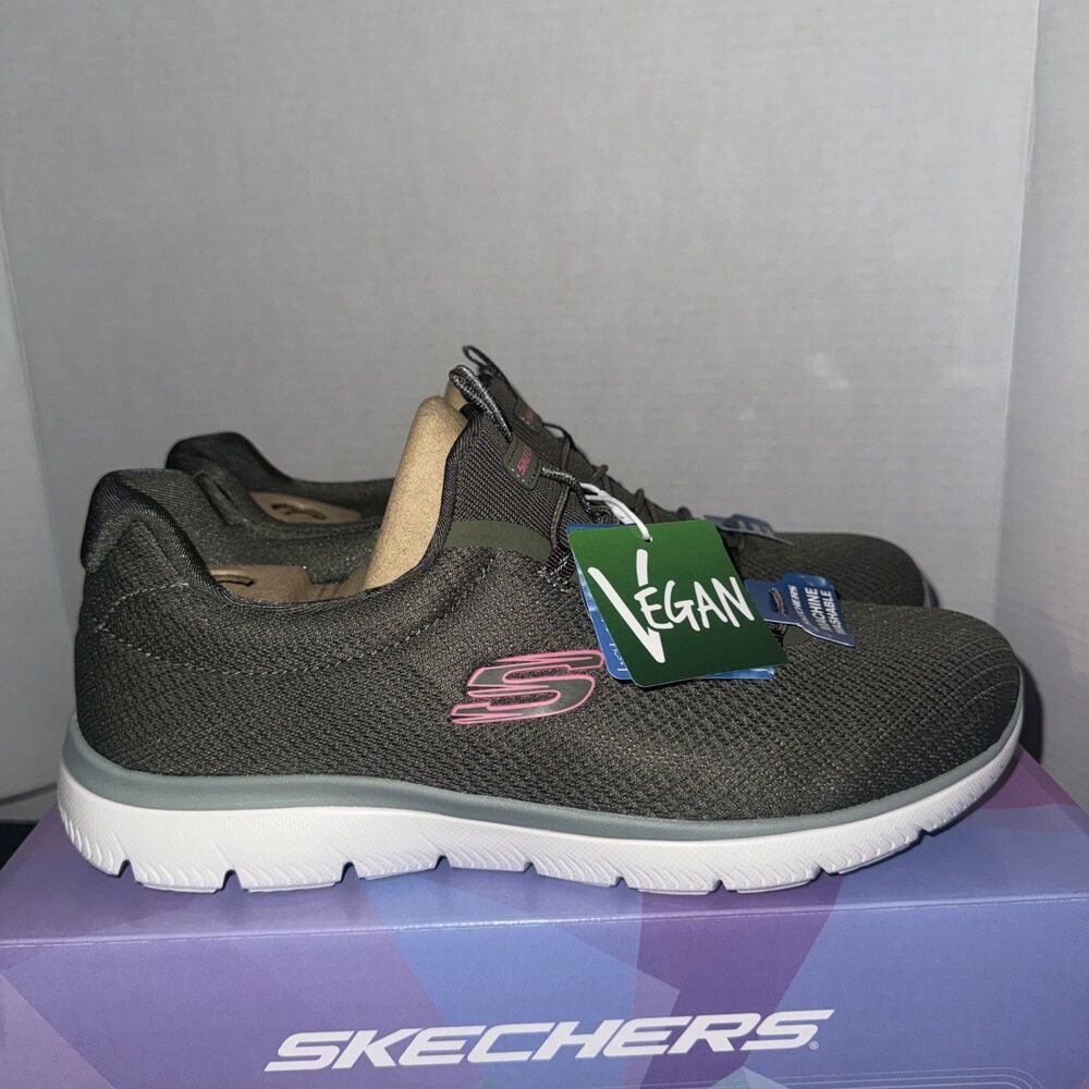 Skechers Summits Summer Blush Womens 10 Olive Memory Foam Slip On Sneaker
